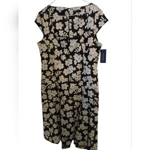Tommy Hilfiger Black and White Floral Midi Dress